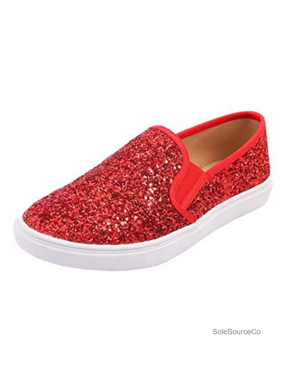 Women's Glitter Slip-On Sneakers Casual Flat Loafers Comfort Walking Shoes